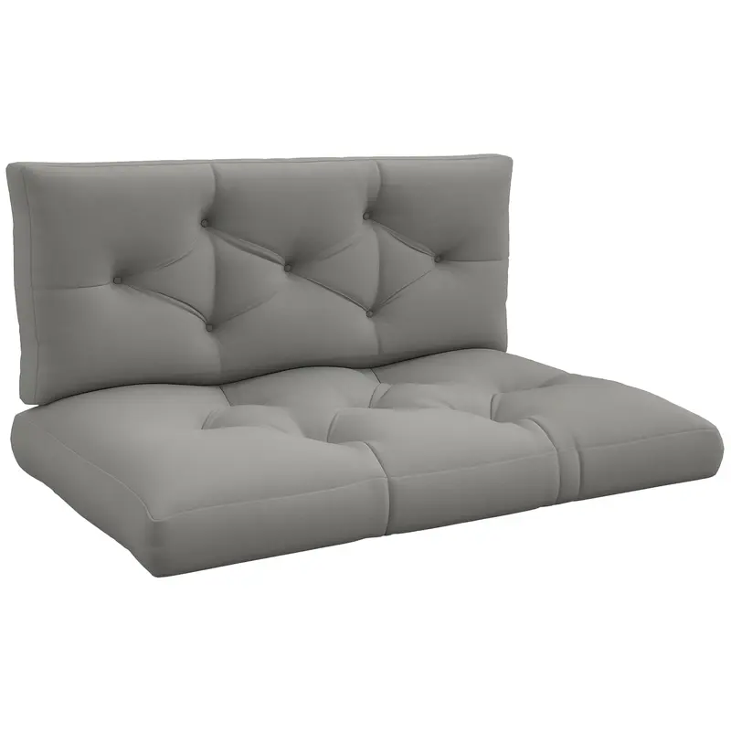 2-Piece Pallet Sofa Cushion Set 120 x 80 x 10 cm Seat + 120 x 40 x 10 cm Backrest, UV-Protected, Water-Resistant Outdoor Pad for Pallet Sofa/Balcony – Light Gray