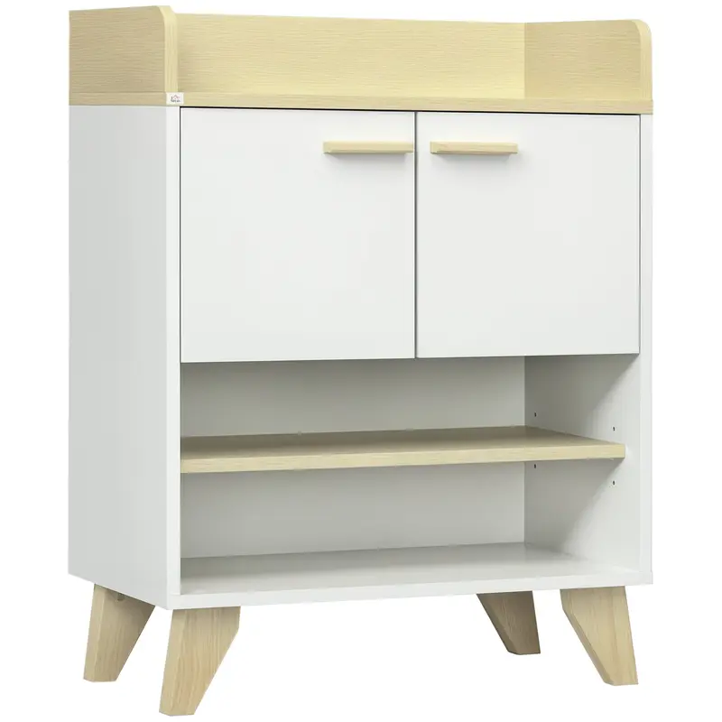 HOMCOM Multifunktionsschrank mit Schrank und offenen Regalen, Möbel für Wohnzimmer, Küche, Büro in Weiß Holz, 60x30x78cm