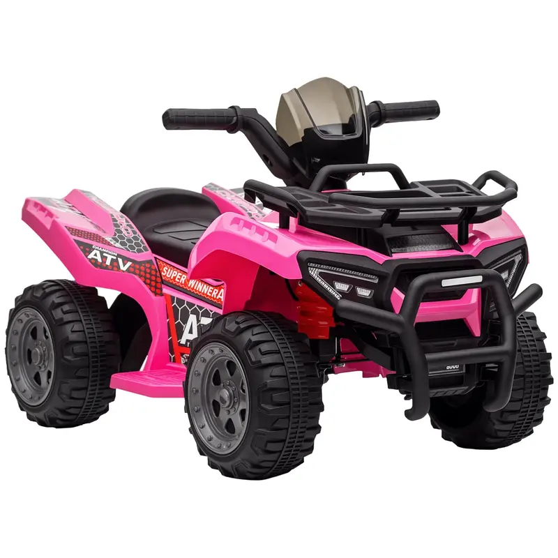 Kinderquad 6v Roze HOMCOM Elektrische Kinderquad – 6V, Vooruit/achteruit Functie, Max. 2,5 Km/u, 50 Min. Rijduur, Slijtvaste Wielen, Geschikt Voor Kinderen Van 1,5-3 Jaar, Roze, Max. Belasting 25 Kg
