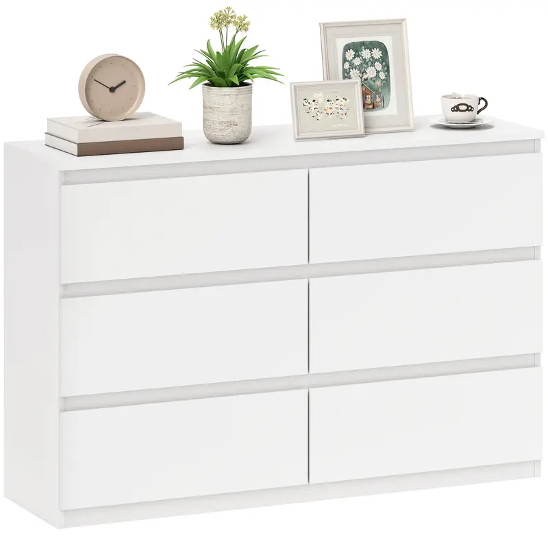 3-Drawer Dresser Sideboard, Modern Handleless Chest for Living Room, Bedroom & Hallway - White (112 x 34 x 75 cm / 44.1 x 13.4 x 29.5 in)