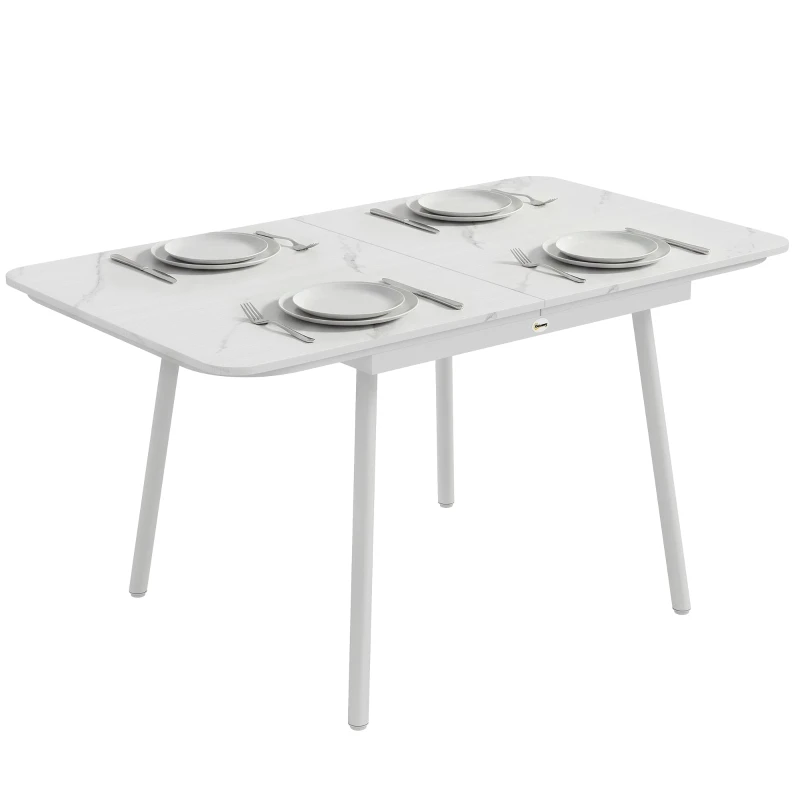 Rectangular Outdoor Dining Table for 4–6, WPC Top & Metal Frame, Adjustable Feet, 55.1 x 31.5 x 29.5 in, White