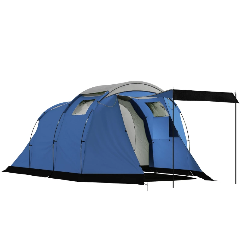 4-Person Tunnel Camping Tent, 3,000 mm Waterproof — Spacious Double-Layer, Anti-Condensation, 190 cm Peak, Front Awning — Dark Blue