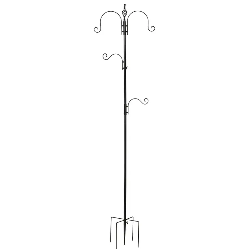 Station de Nourrissage pour Oiseaux PawHut 208 cm de Hauteur incl. 4 Hooks, Nourriture pour Oiseaux, Bassin à Oiseaux, Support Complet en Acier Noir