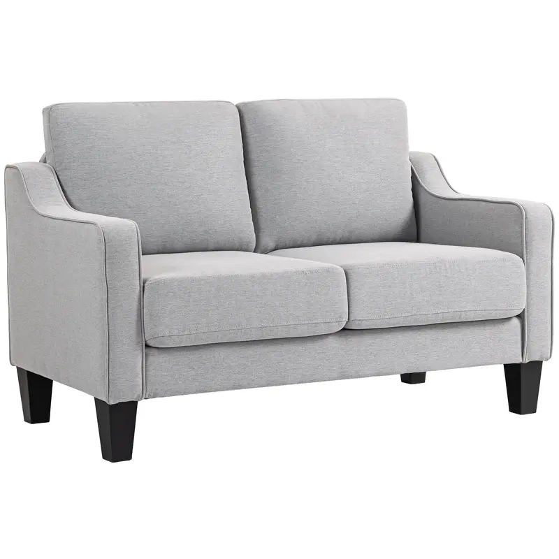 HOMCOM Modernes Stoffsofa mit Leinenlook in Hellgrau