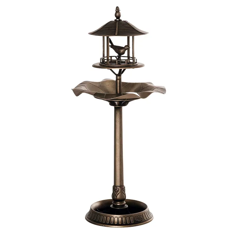 Fontaine à Oiseaux Outsunny 3 en 1 Ø 50 x 113H cm en Polypropylène Bronze Antique