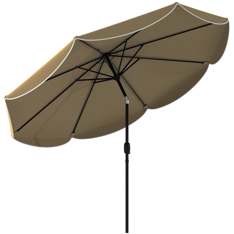 Outdoor Patio Umbrella, 8.7 ft Diameter, 3-Position Tilt, Crank, Khaki Canopy with Valance, Waterproof — Beach/Patio/Terrace