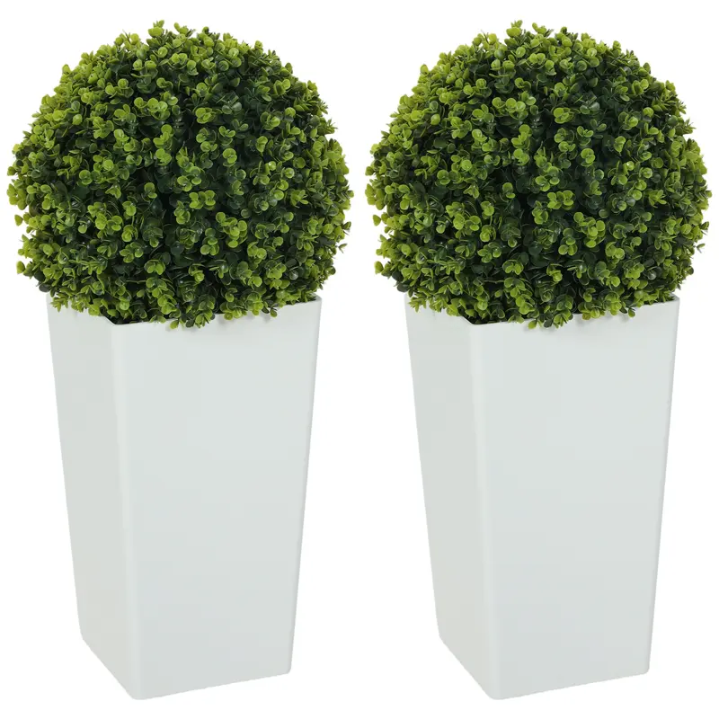 HOMCOM 2er-Set künstliche Eukalyptus-Formkugeln, 65 cm hoch, 330 Blätter, realistische UV-beständige Kunststoffpflanzen in Töpfen für Wohnzimmer, Schl