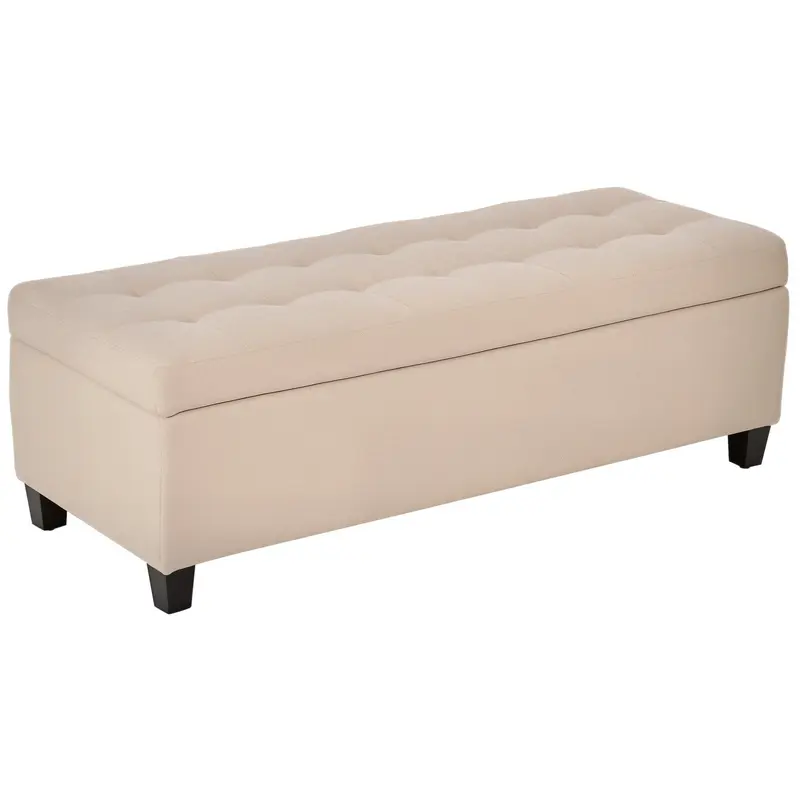 HOMCOM Polsterbank, Aufbewahrungsbank mit Deckel, Bettbank im Leinenlook, Truhenbank, Stauraumbank für Wohnzimmer und Schlafzimmer, Beige, 125 x 49 x