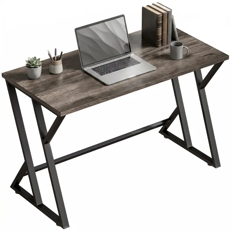 47.2 in Computer Desk – Industrial Z-Frame Work Desk for Office, Bedroom & Small Spaces, Weathered Gray