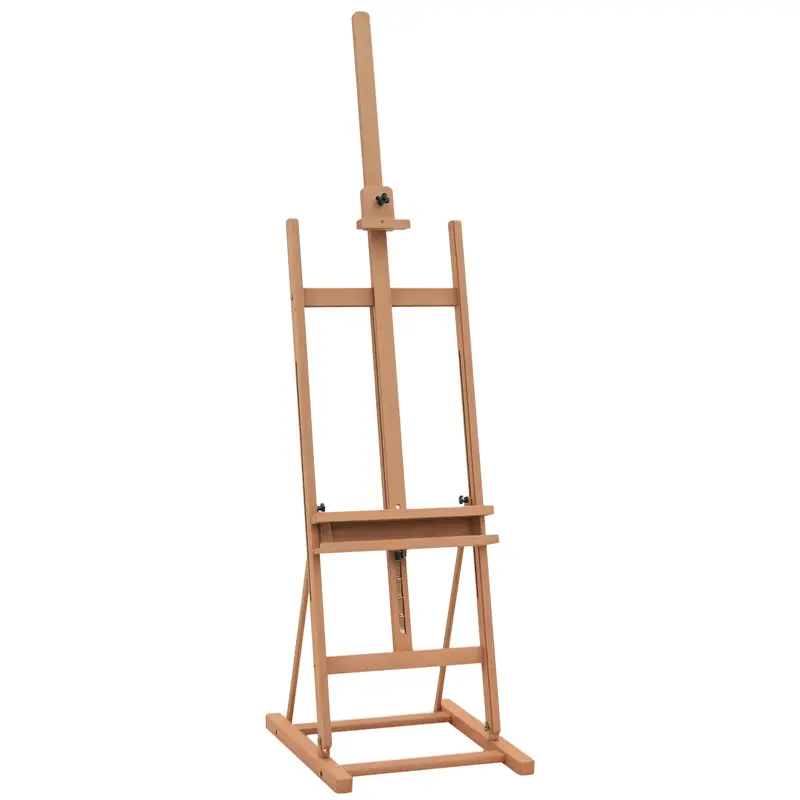 Easel Canvas Studio Easel Height and Angle Adjustable with Storage Shelf Beech Wood Natural 53 x 50.5 x 171-230 cm