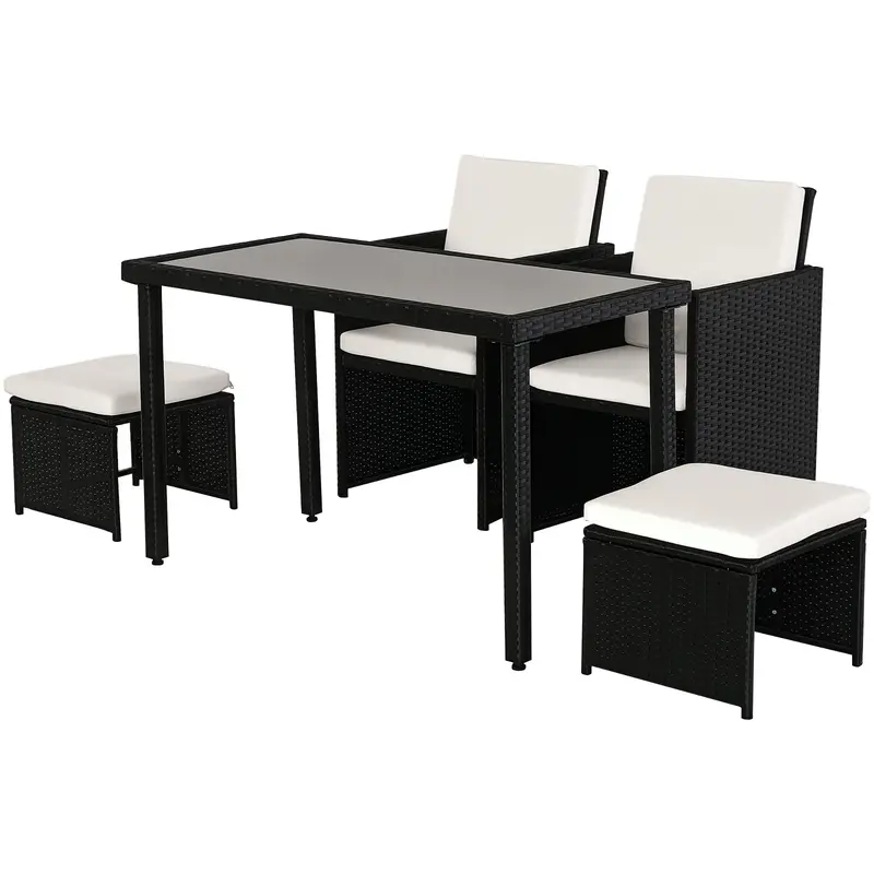 Poly Rattan Dining Set Garden Set Furniture 11 pcs with Cushions Black
