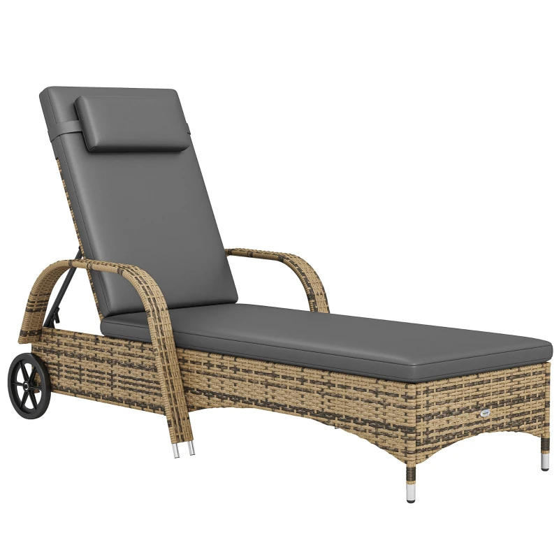 Comfort Sun Lounger: Mattress, Headrest, Multi-Position Recline, Armrests, Wheels, Yellow Resin Wicker