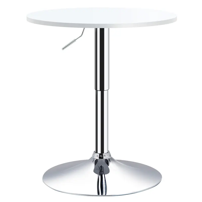 Height Adjustable Bar Table with Round Anti-Slip Base for Kitchen Dining ?60x69-93 cm White
