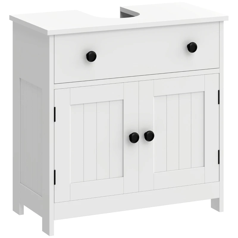 Under-Sink Cabinet — Modern Bathroom Vanity with Soft-Close Hinges, Drawer, 2 Doors, U-Cut for Sink (23.6 x 11.8 x 23.6 in), White