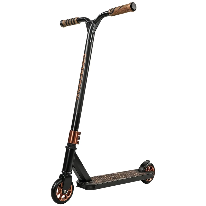 SPORTNOW Freestyle Stunt Scooter — 360° Handlebar, ABEC-9 Bearings, 120 mm PU Wheels, Aluminum-Steel Frame, Anti-Slip Deck — Gold
