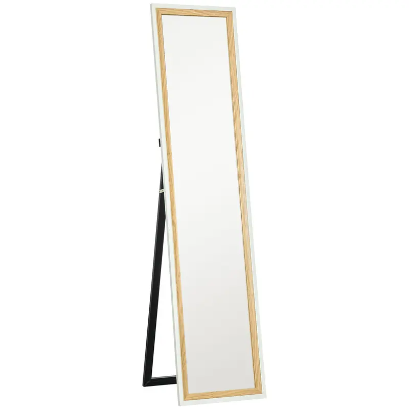 HOMCOM Ganzkörperspiegel 157x37 cm Steh- oder Wandspiegel mit MDF-Rahmen und Ständer für Schlafzimmer und Wohnzimmer