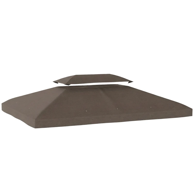 Replacement Gazebo Canopy, 4 x 3 m (13 x 10 ft) — Double-Tier, 10 Drain Holes, UV-Protective Polyester, Brown — Canopy Only