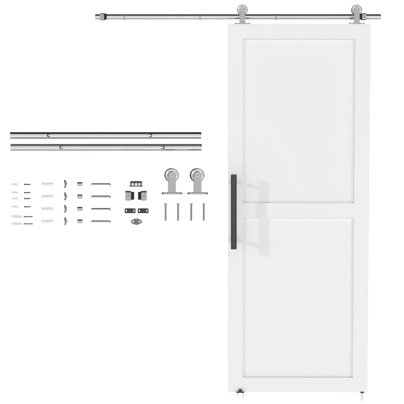 60 in (152 cm) Barn Door Hardware Kit, 30 mm (1.2 in) Thickness, 176 lb (80 kg) Capacity, Durable 304 Stainless Steel, Brushed Silver