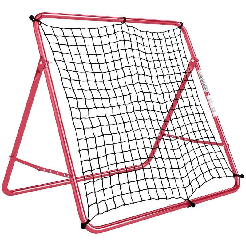 SPORTNOW Portable Soccer Rebound Net, 5 Adjustable Angles, Double-Layer Nylon with Steel Frame, 103 x 72 x 89 cm, Red