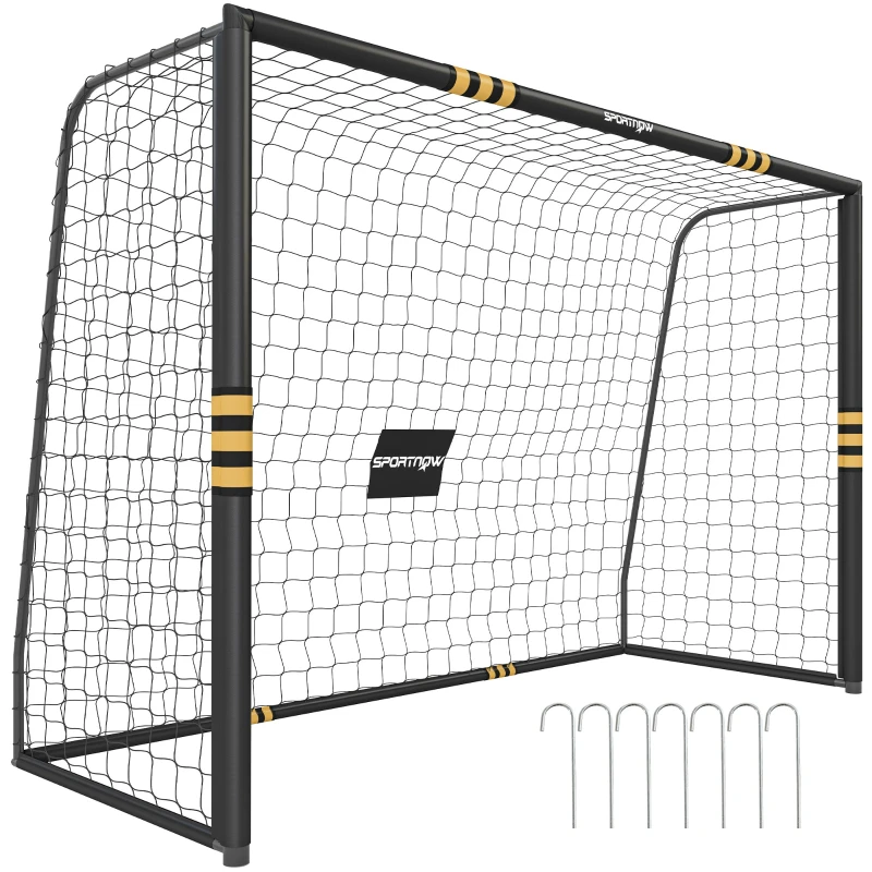 SPORTNOW Foam-Padded Soccer Goal 3 x 2 m - Outdoor Kids & Adult Football Net with Metal Frame, PE Net & 7 Ground Stakes - Yellow