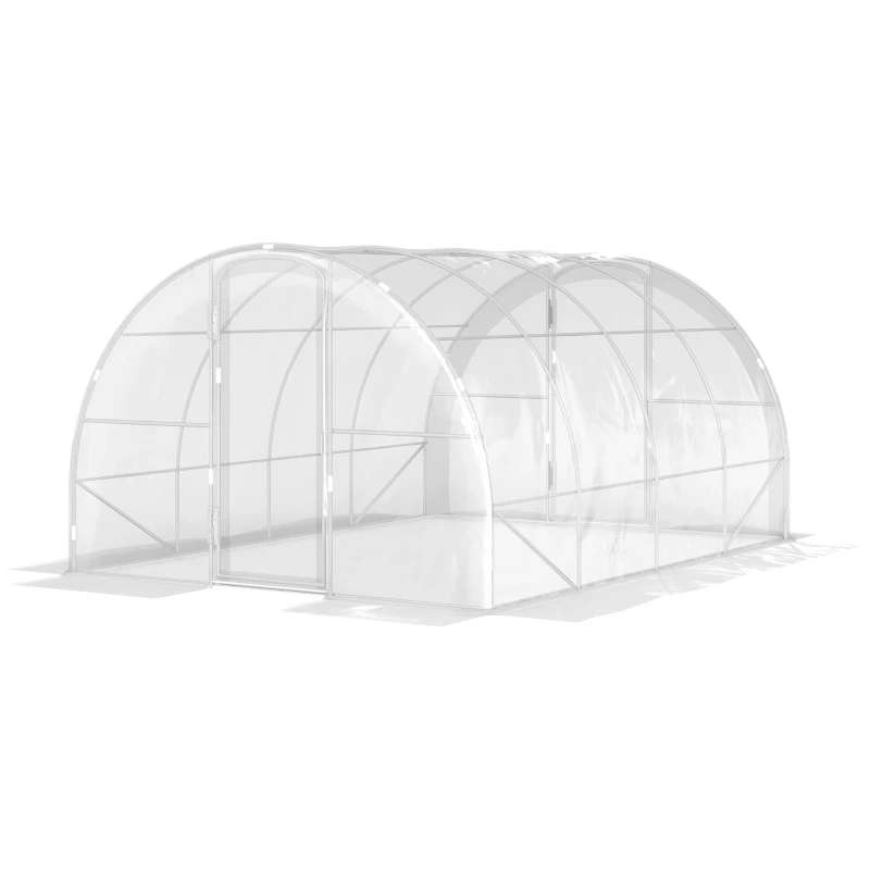 Serre tunnel de 12 m² mesurant 4 x 3 x 2 m avec 2 portes battantes et bâche PE 150 g/m²