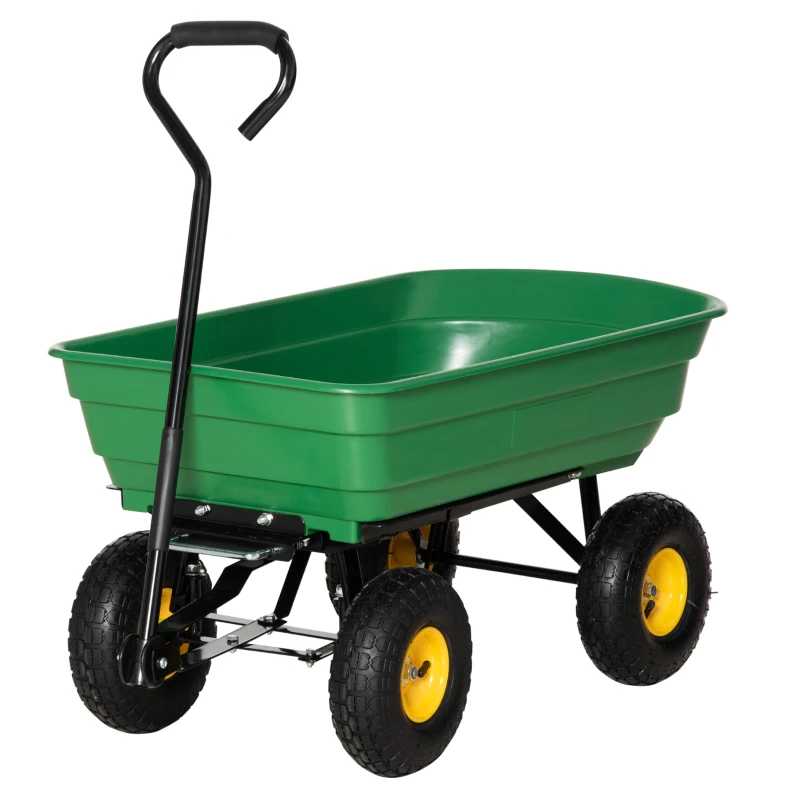 Chariot de jardin 75 L à benne basculante et 4 roues supportant jusqu’à 200 kg