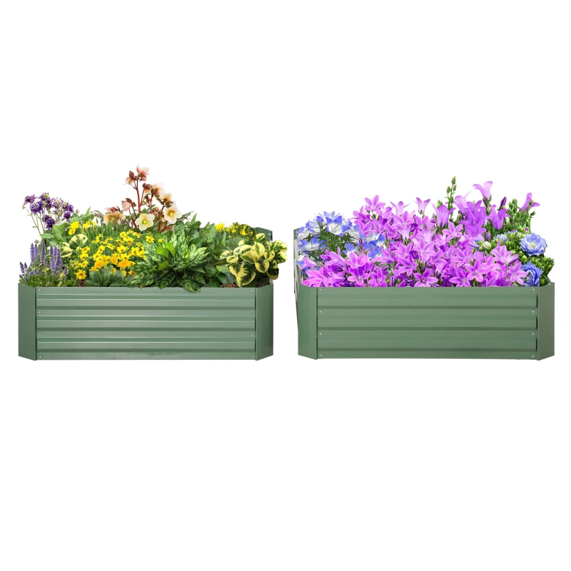 Lot de 2 carré potager de jardin dim. 100L x 100l x 30H cm - tôle d'acier ondulée vert