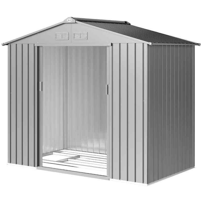 Abri de Jardin 2,5 m2 - Remise pour Outils avec Kit de Fondation - Cabanon Porte Verrouillable - Dim. 213L x 130l x 185H cm - Tôle d'Acier Gris
