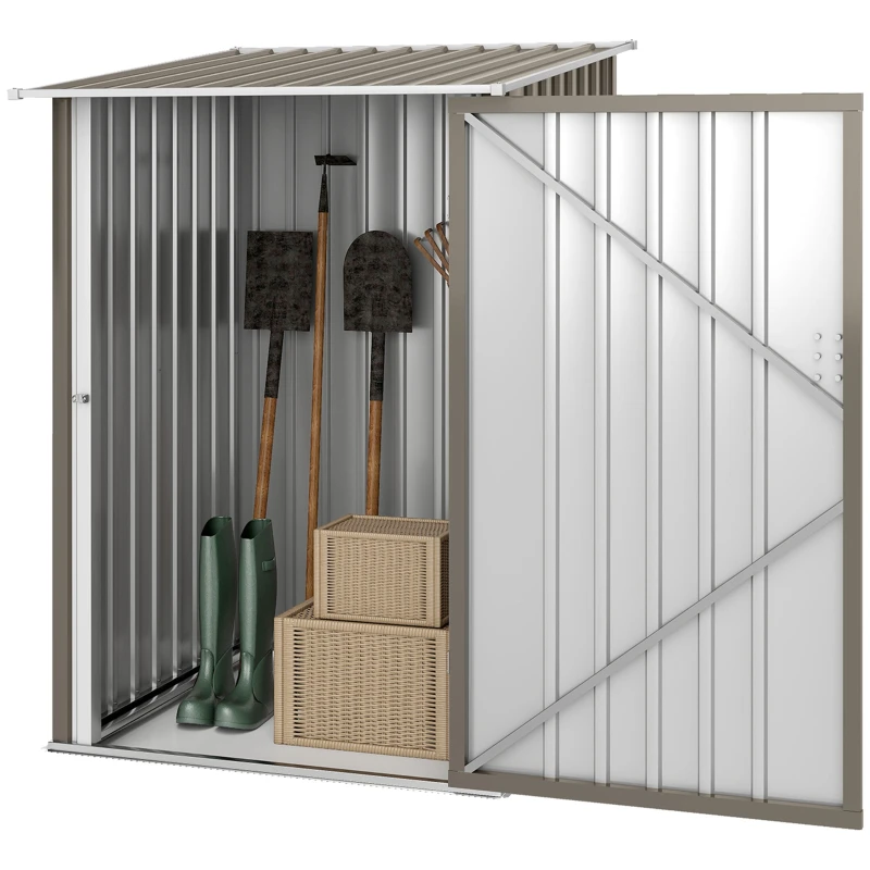 Abri de Jardin 1m2 - Remise pour Outils - cabanon Porte verrouillable - dim. 1L x 1,03l x 1,6H m - tôle d'acier ondulée marron et blanc