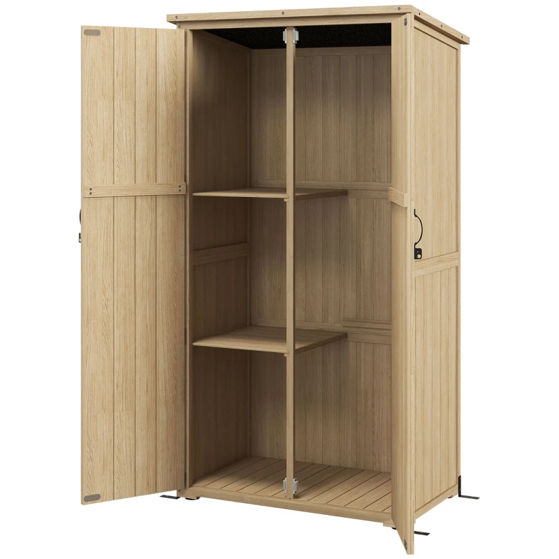 Armoire de Jardin sur Pied 90 x 54,5 x 168,5 cm 2 Étagères Toit bitumé étanche Bois pin