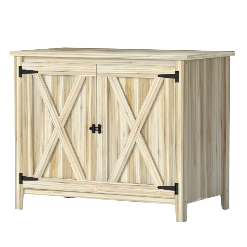 Armoire de jardin en bois avec étagères et double porte mesurant 110 x 60 x 88,5 cm