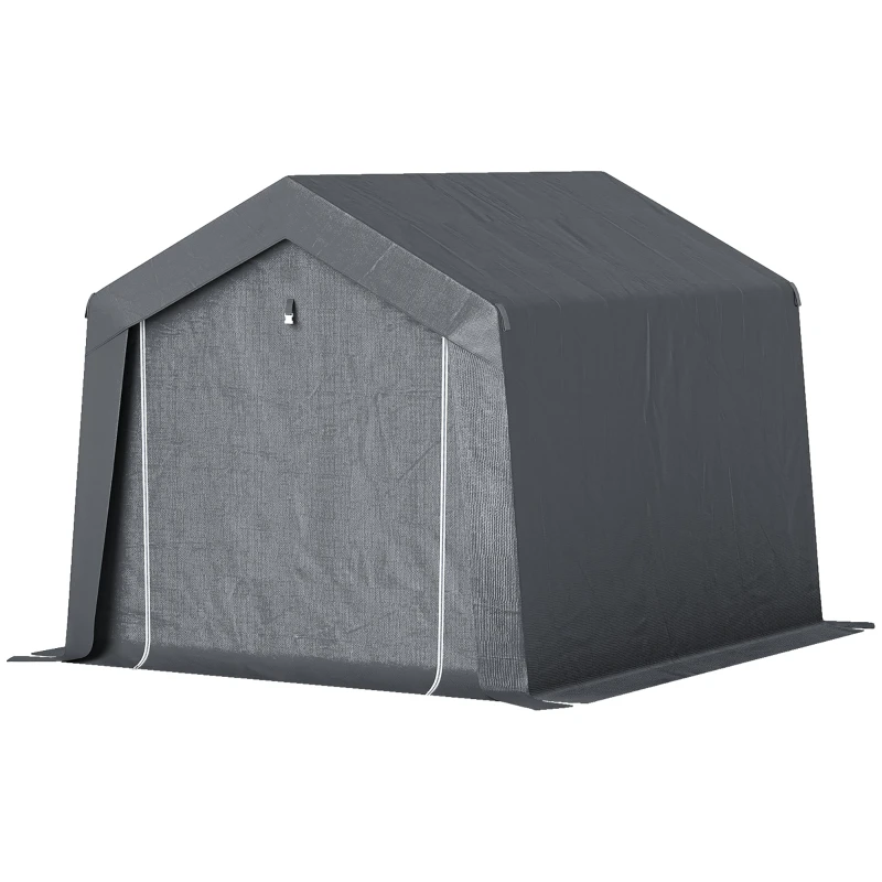 Abri de jardin, tente de stockage, 3 x 3 m, imperméable et anti-uv, cadre en acier galvanisé et grande porte, abri de vélo garage pour extérieur, gris foncé