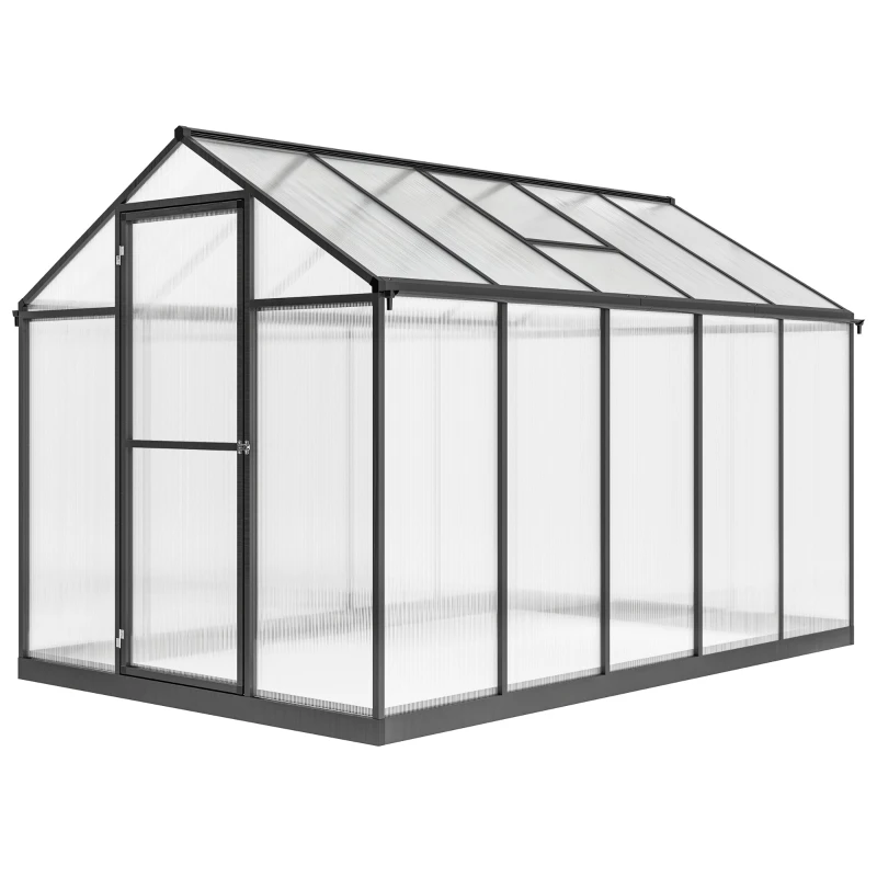 Serre polycarbonate 303 x 183 x 195 cm avec fenêtres réglables et porte battante