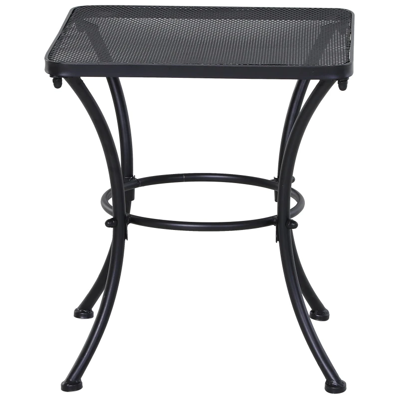 Table Basse carrée Bistro de Jardin dim. 45L x 45l x 50H cm piètement arqué Plateau maillé métal époxy anticorrosion Noir