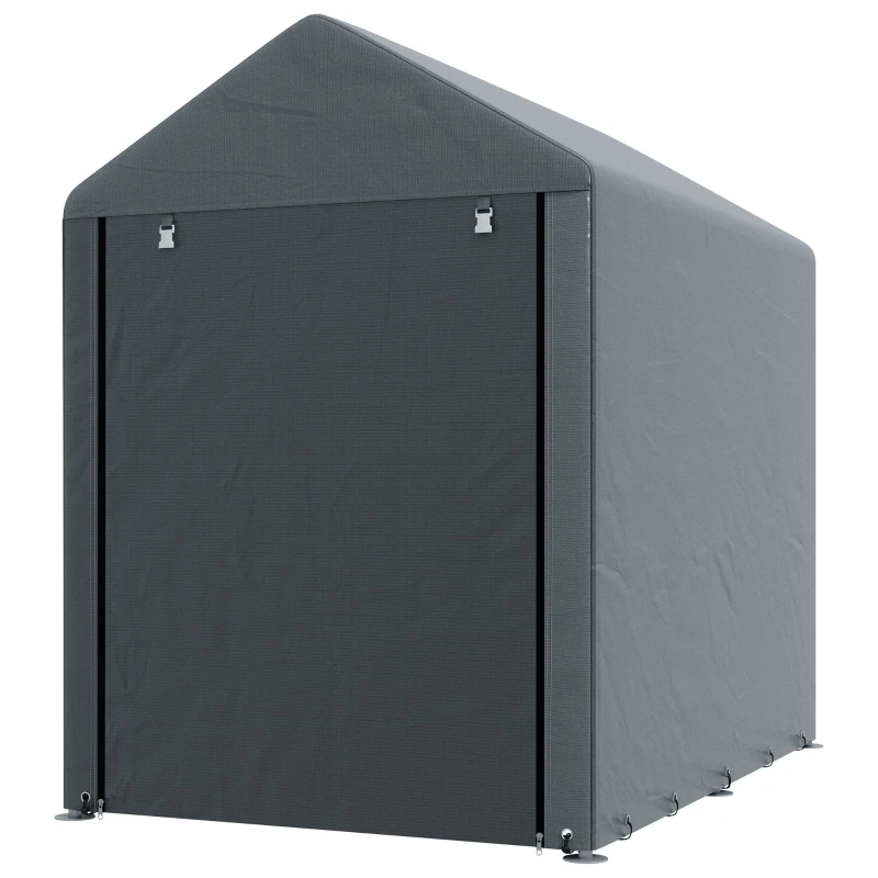 Abri de jardin portable 1,2 x 1,8 m avec grande porte de couleur gris foncé