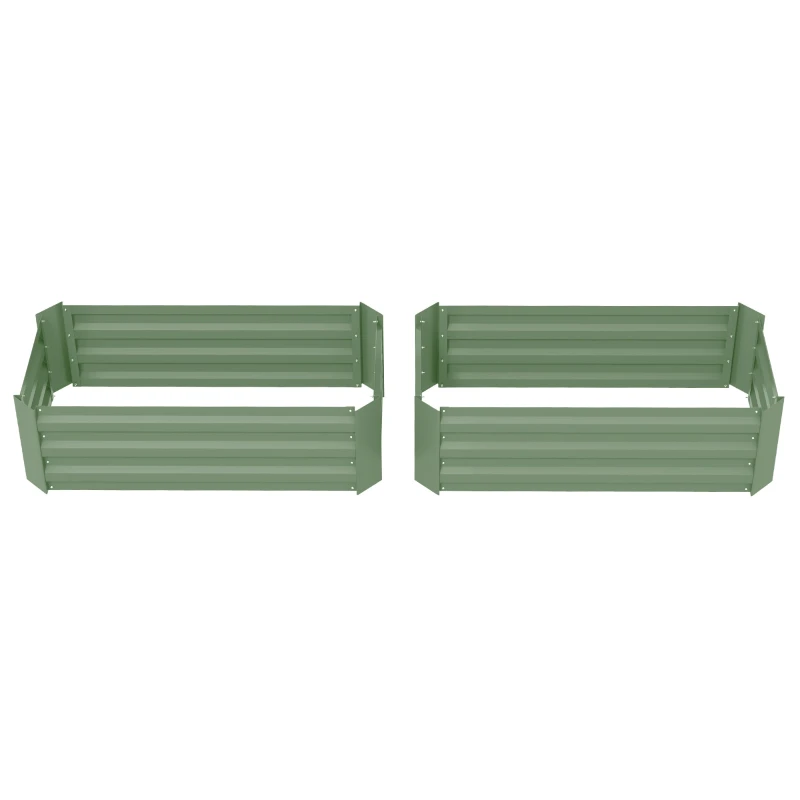 Lot de 2 carré potager de jardin dim. 100L x 50l x 30H cm - tôle d'acier ondulée vert