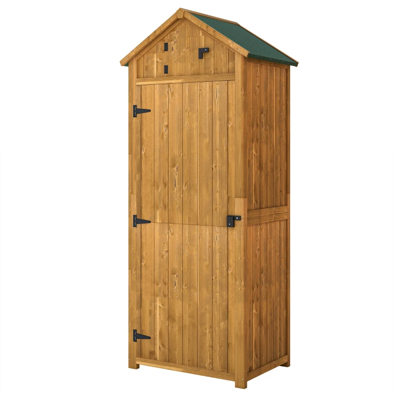 Armoire de jardin en bois avec 3 étagères et double porte de 77 x 54 x 179 cm en jaune