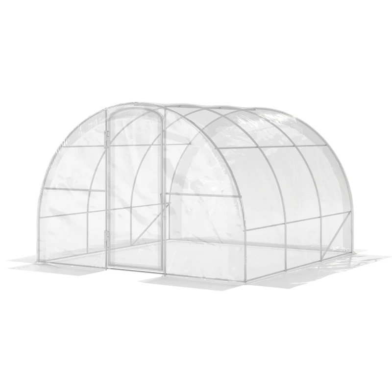 Serre tunnel de 9 m² mesurant 3 x 3 x 2 m avec porte battante et bâche PE 150 g/m²