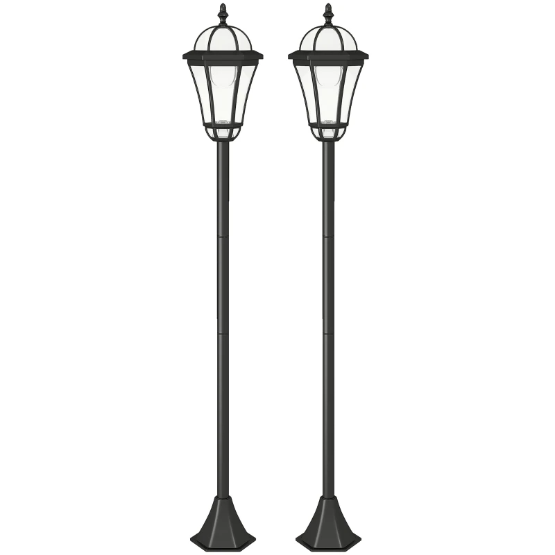 Lot de 2 lampadaires solaires noirs LED 6000 K hauts de 129 cm et certifiés IP44