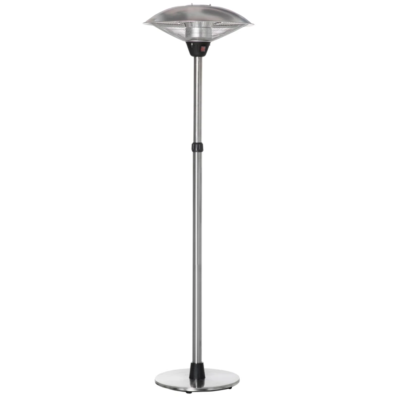Parasol Chauffant Électrique 3000 W Réglable pour Terrasse 58,5 x 58,5 x 200 cm Argent