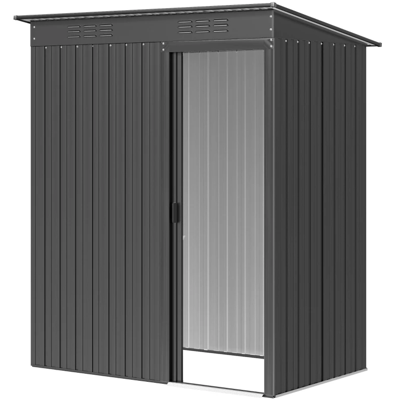 Abri de jardin 1,37 m² avec porte coulissante et aérations de couleur gris foncé