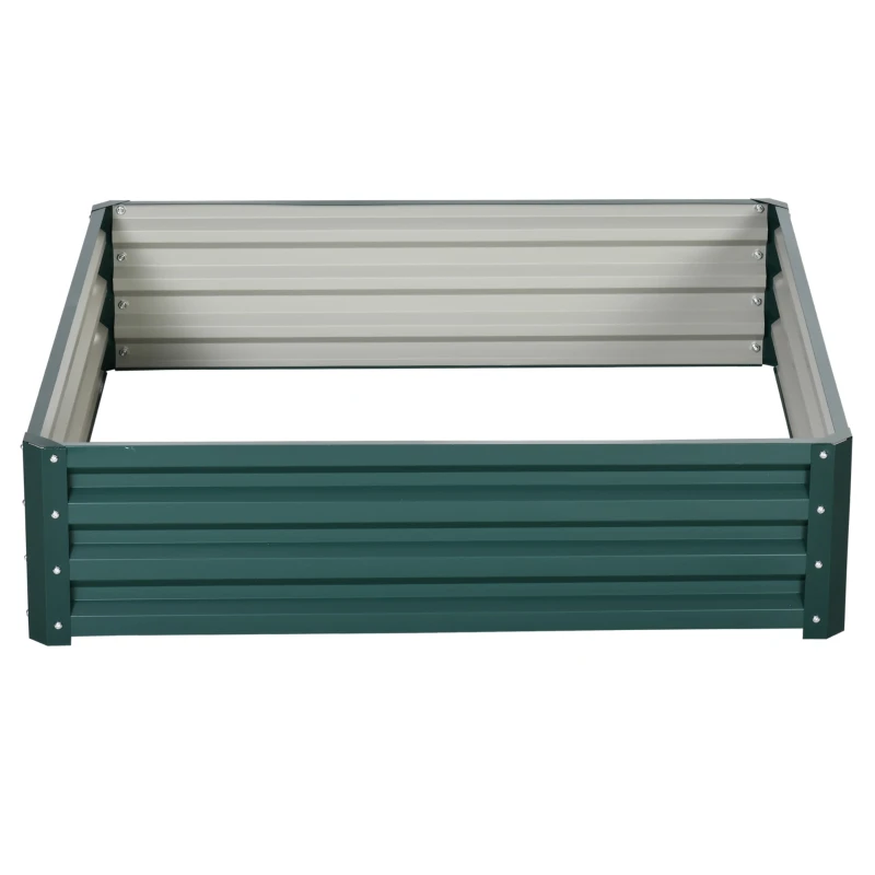 Carré potager surélevé 120 x 120 x 30 cm à fond ouvert de couleur vert foncé