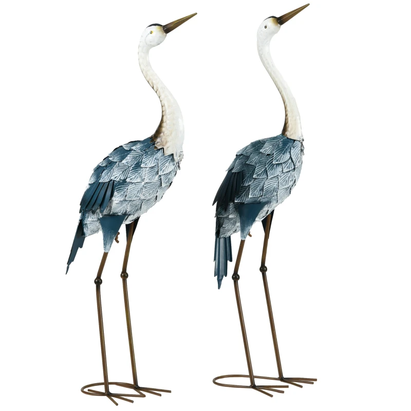 Lot de 2 statues de grues pour jardin d’une hauteur de 72,5 à 74 cm