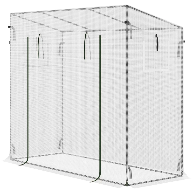 Serre de Jardin Anti-UV en Acier avec Porte Enroulable pour Potager 200 x 76 cm Blanc