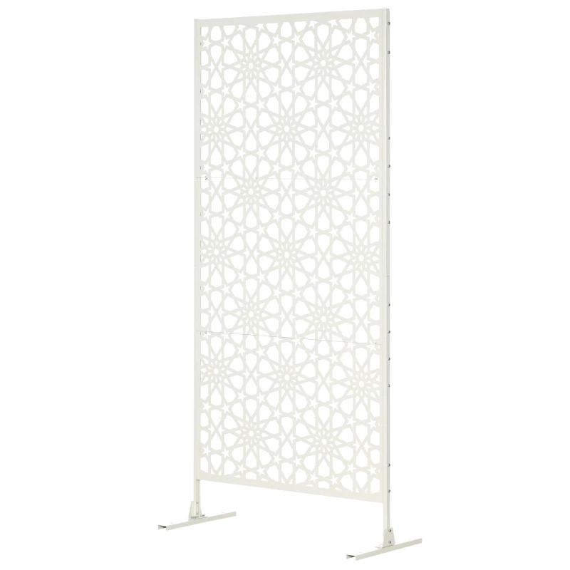 Panneau brise vue décoratif extérieur blanc à motif en métal - 92 x 45 x 198 cm
