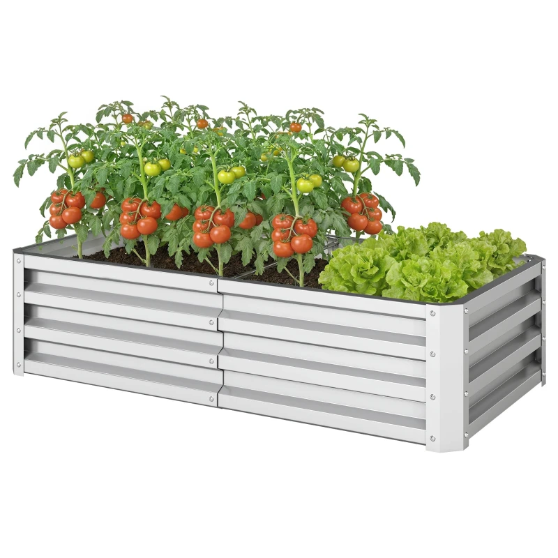 Carré potager de jardin 120 x 60 x 30,5 cm acier galvanisée argent