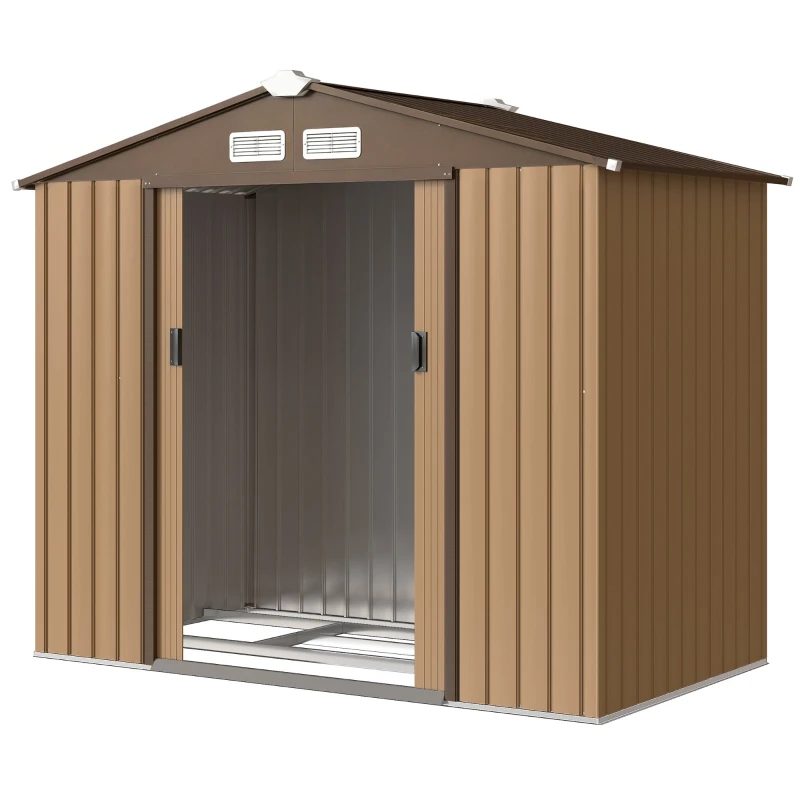 Abri de jardin 2,5 m² avec fondation et porte verrouillable de couleur ocre
