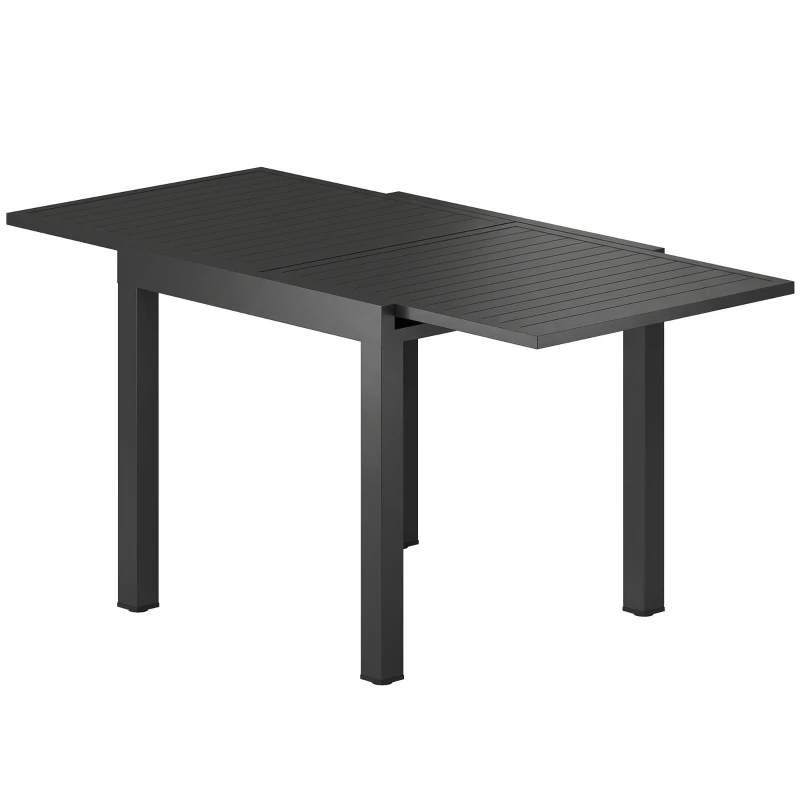 Table de jardin extensible table extérieur pour 4-6 personnes avec rallonge auto-stockée aluminium 80-160 x 80 cm noir
