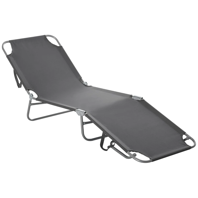Bain de Soleil transat Pliable Dossier réglable Multipositions métal et Polyester Gris