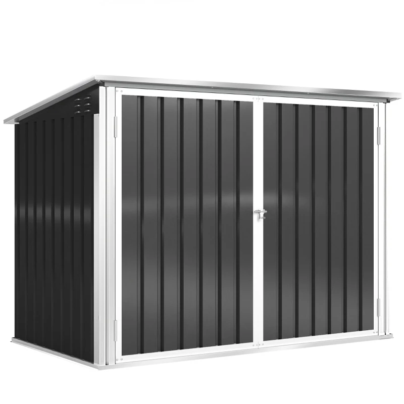 Abri pour 2 poubelles de 240 L avec vérins à gaz et portes verrouillables de couleur grise